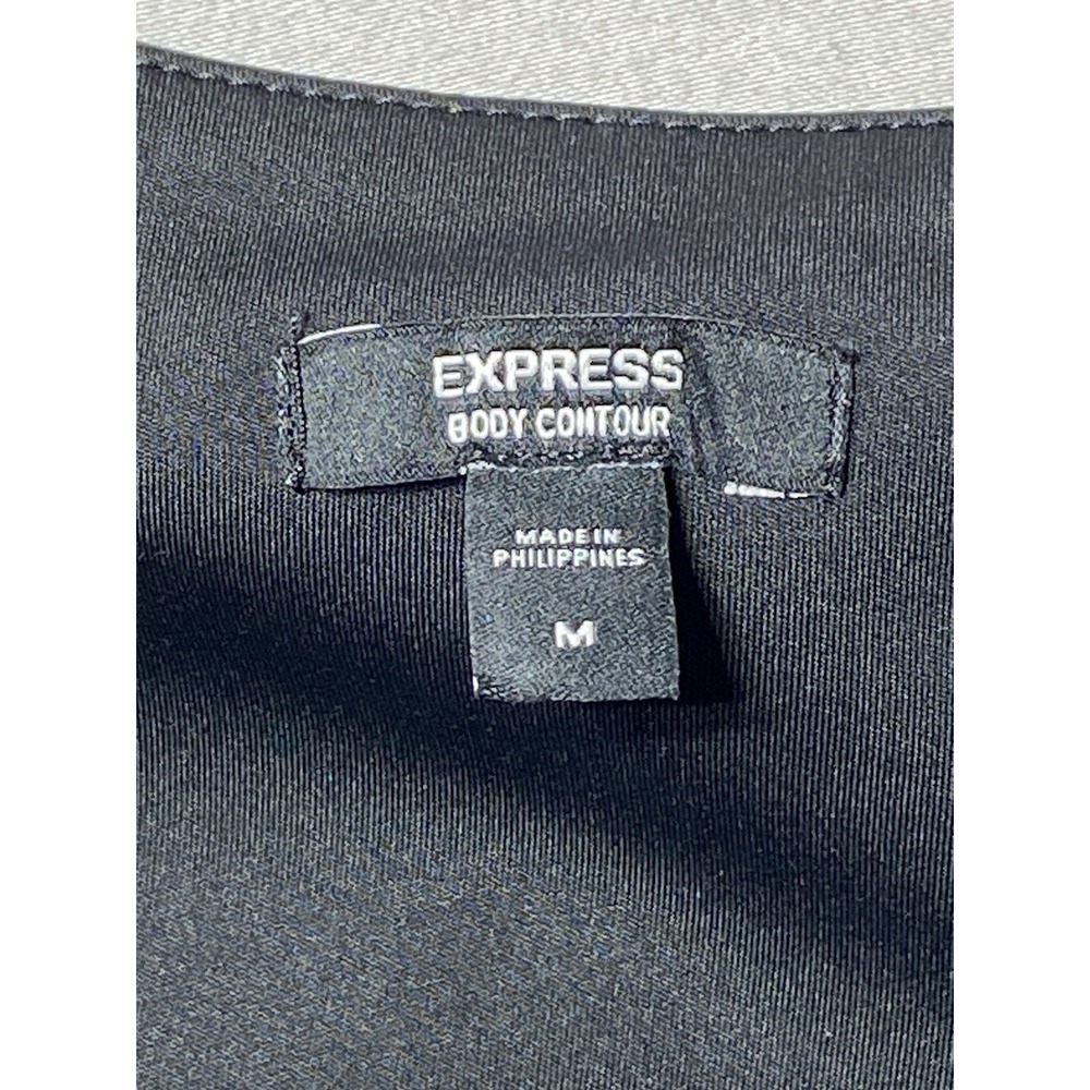 Express Body Contour Bodysuit Womens M Black Long Sleeve Square Neck Stretch - Picture 5 of 9